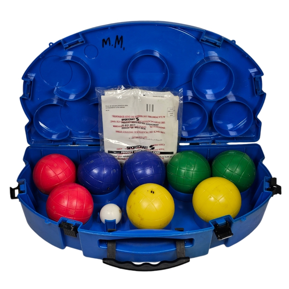 Portable Bocce Set with Blue Carry Case - Multicolor Bocce Balls